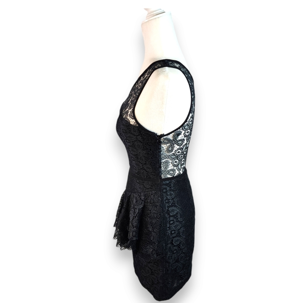 Jill Stuart One Shoulder Lace Ruffle Peplum Mini Dress Size 8 - Picture 5 of 16